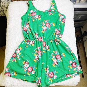 Green flowered romper GIRLS